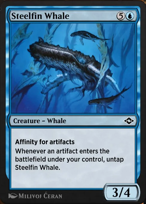 Steelfin Whale, carta Magic di tipo Creature — Whale illustrata da Milivoj Ćeran