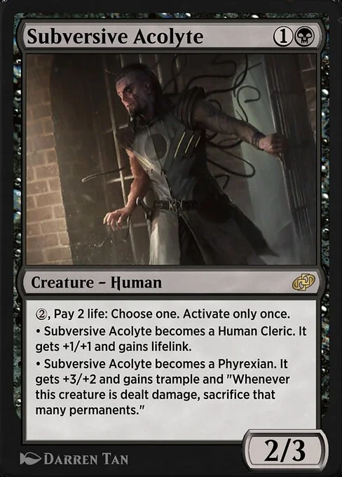 Subversive Acolyte, carta Magic di tipo Creature — Human illustrata da Darren Tan