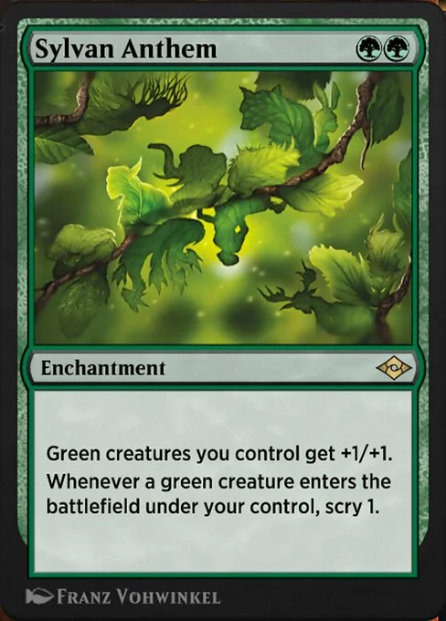 Sylvan Anthem, carta Magic di tipo Enchantment illustrata da Franz Vohwinkel