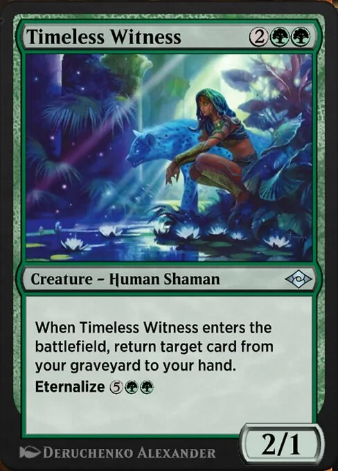 Timeless Witness, carta Magic di tipo Creature — Human Shaman illustrata da Deruchenko Alexander