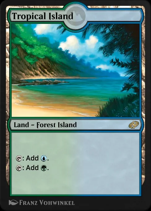 Tropical Island, carta Magic di tipo Land — Forest Island illustrata da Franz Vohwinkel