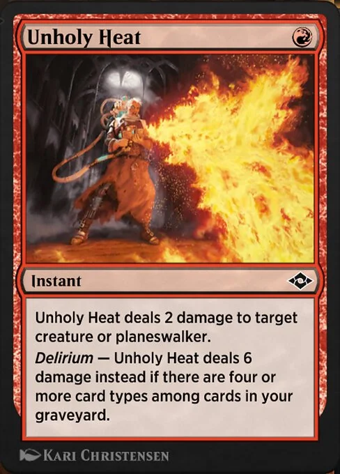 Unholy Heat, carta Magic di tipo Instant illustrata da Kari Christensen