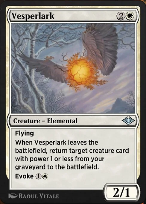 Vesperlark, carta Magic di tipo Creature — Elemental illustrata da Raoul Vitale