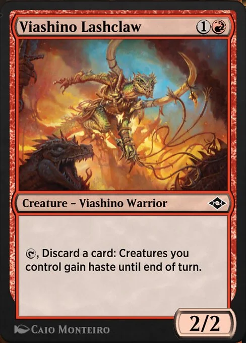 Viashino Lashclaw, carta Magic di tipo Creature — Lizard Warrior illustrata da Caio Monteiro