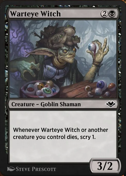 Warteye Witch, carta Magic di tipo Creature — Goblin Shaman illustrata da Steve Prescott