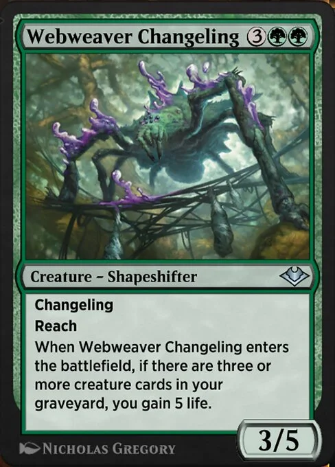 Webweaver Changeling, carta Magic di tipo Creature — Shapeshifter illustrata da Nicholas Gregory