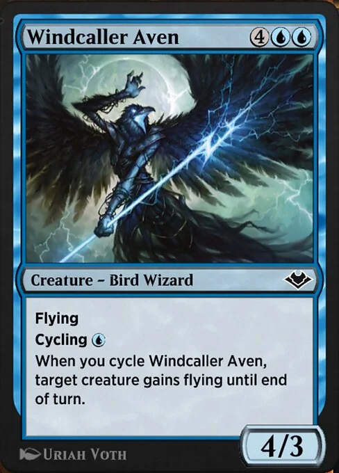 Windcaller Aven, carta Magic di tipo Creature — Bird Wizard illustrata da Uriah Voth