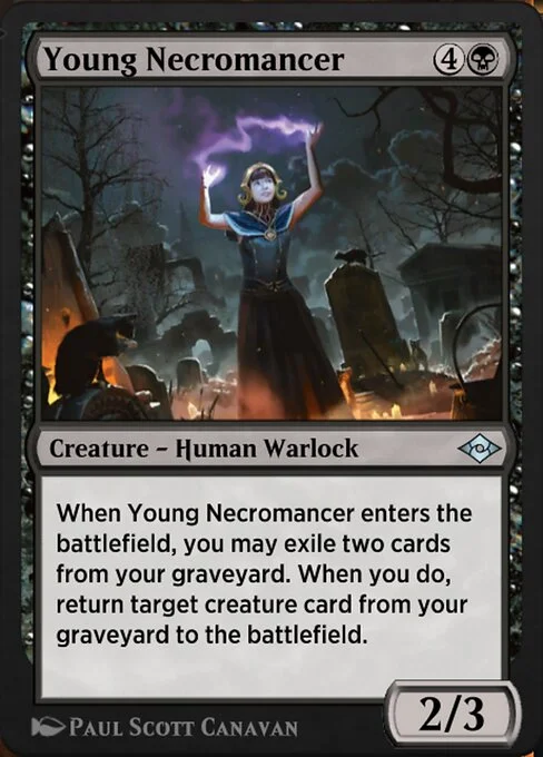 Young Necromancer, carta Magic di tipo Creature — Human Warlock illustrata da Paul Scott Canavan