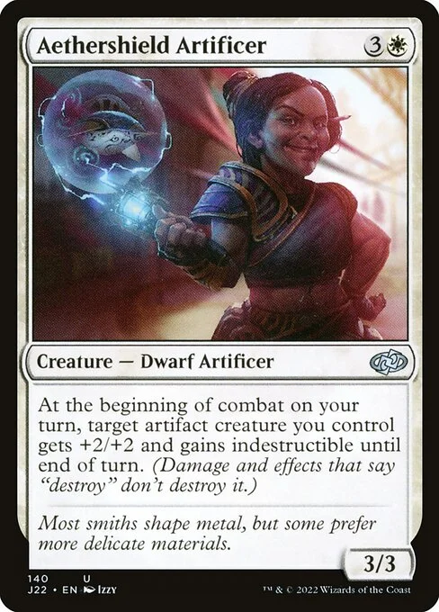 Aethershield Artificer, carta Magic di tipo Creature — Dwarf Artificer illustrata da Izzy