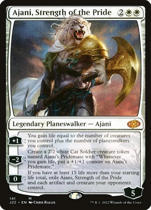 Ajani, Strength of the Pride, carta Magic di tipo Legendary Planeswalker — Ajani illustrata da Chris Rallis