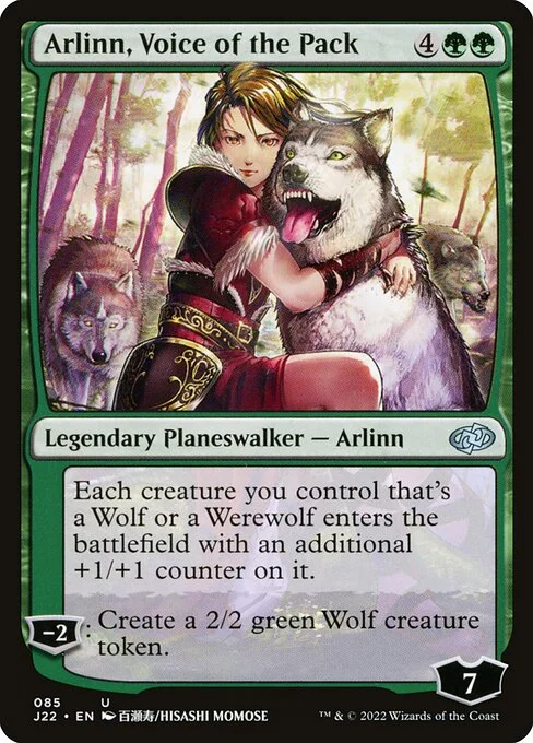 Arlinn, Voice of the Pack, carta Magic di tipo Legendary Planeswalker — Arlinn illustrata da Hisashi Momose