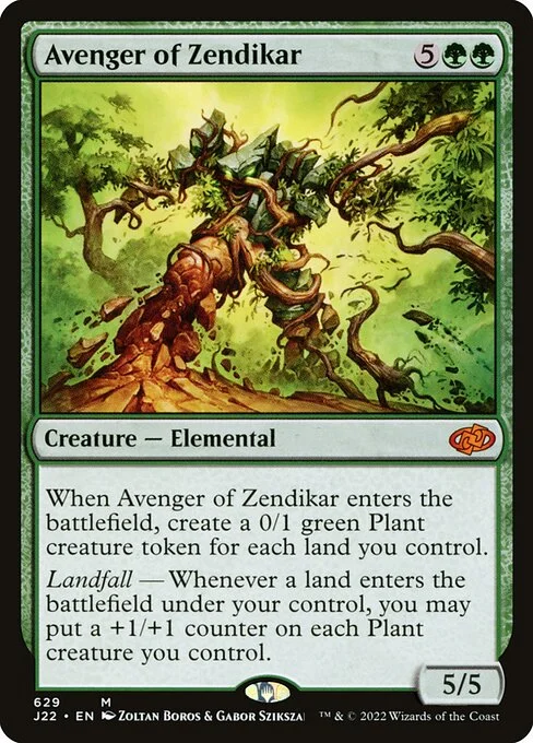 Avenger of Zendikar, carta Magic di tipo Creature — Elemental illustrata da Zoltan Boros & Gabor Szikszai