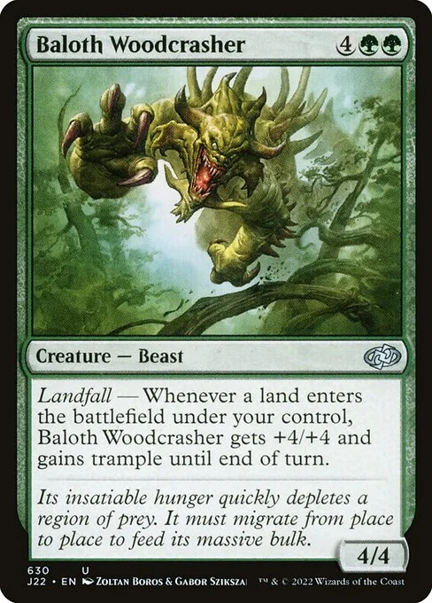 Baloth Woodcrasher, carta Magic di tipo Creature — Beast illustrata da Zoltan Boros & Gabor Szikszai