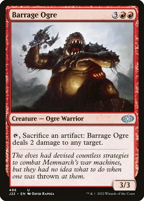 Barrage Ogre, carta Magic di tipo Creature — Ogre Warrior illustrata da David Rapoza