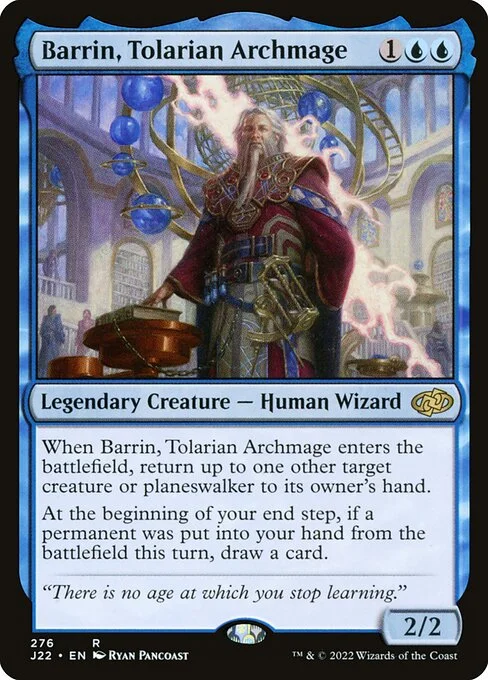 Barrin, Tolarian Archmage, carta Magic di tipo Legendary Creature — Human Wizard illustrata da Ryan Pancoast