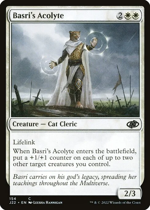 Basri's Acolyte, carta Magic di tipo Creature — Cat Cleric illustrata da Leesha Hannigan