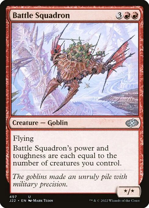 Battle Squadron, carta Magic di tipo Creature — Goblin illustrata da Mark Tedin