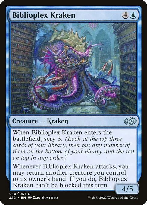 Biblioplex Kraken, carta Magic di tipo Creature — Kraken illustrata da Caio Monteiro