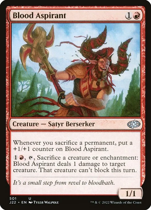 Blood Aspirant, carta Magic di tipo Creature — Satyr Berserker illustrata da Tyler Walpole