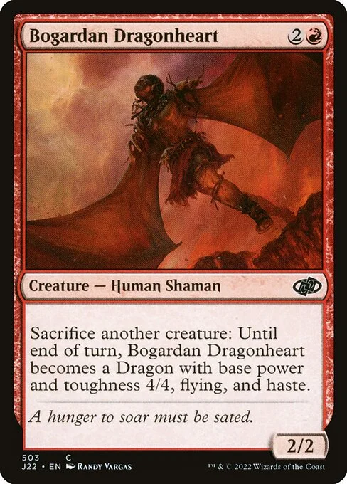 Bogardan Dragonheart, carta Magic di tipo Creature — Human Shaman illustrata da Randy Vargas