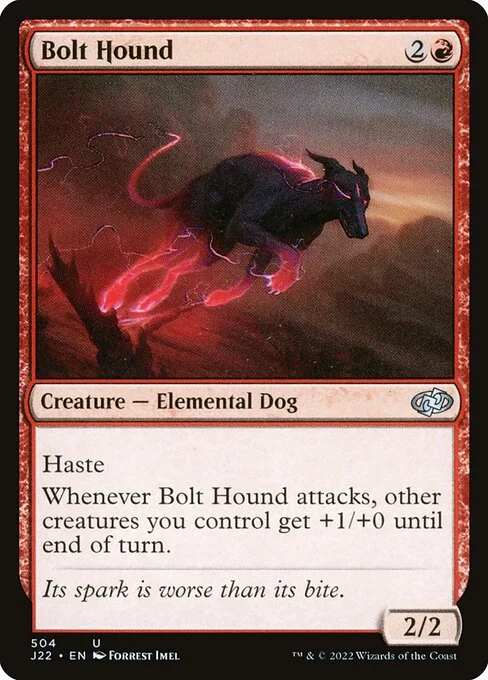 Bolt Hound, carta Magic di tipo Creature — Elemental Dog illustrata da Forrest Imel