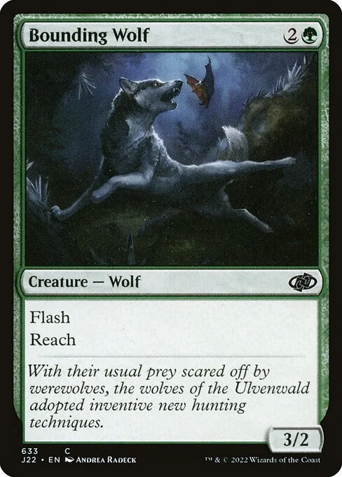 Bounding Wolf, carta Magic di tipo Creature — Wolf illustrata da Andrea Radeck