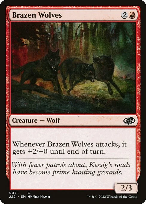 Brazen Wolves, carta Magic di tipo Creature — Wolf illustrata da Nils Hamm