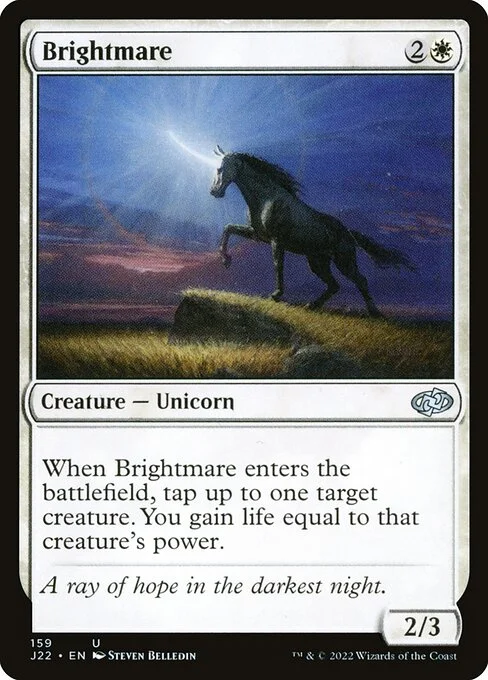 Brightmare, carta Magic di tipo Creature — Unicorn illustrata da Steven Belledin