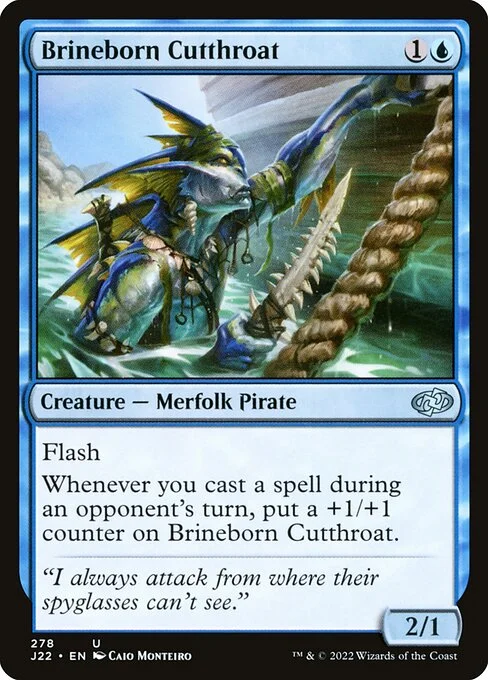 Brineborn Cutthroat, carta Magic di tipo Creature — Merfolk Pirate illustrata da Caio Monteiro