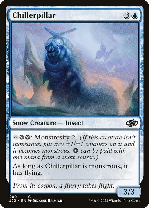 Chillerpillar, carta Magic di tipo Snow Creature — Insect illustrata da Suzanne Helmigh