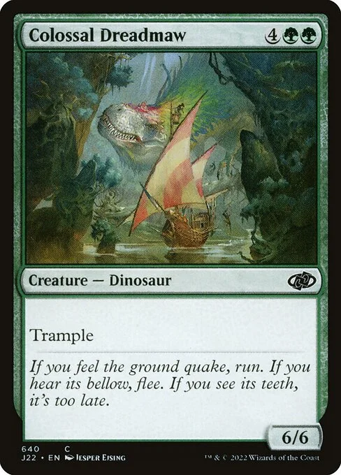 Colossal Dreadmaw, carta Magic di tipo Creature — Dinosaur illustrata da Jesper Ejsing