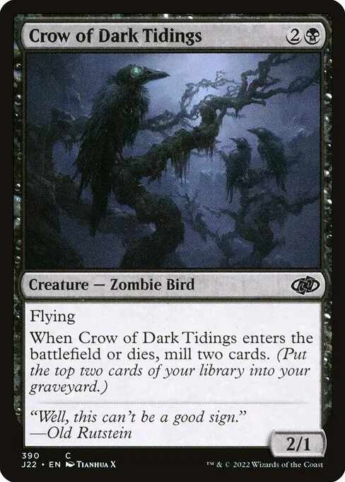 Crow of Dark Tidings, carta Magic di tipo Creature — Zombie Bird illustrata da Tianhua X