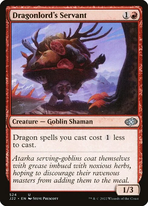 Dragonlord's Servant, carta Magic di tipo Creature — Goblin Shaman illustrata da Steve Prescott