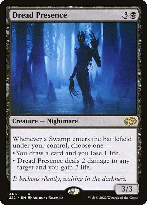 Dread Presence, carta Magic di tipo Creature — Nightmare illustrata da Anthony Palumbo