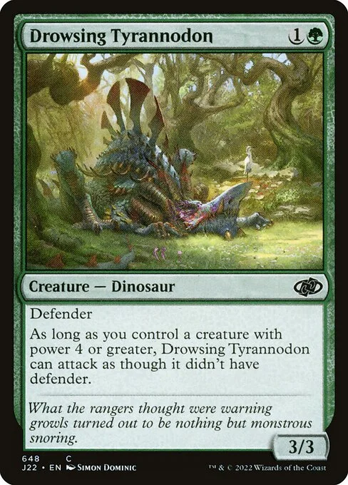 Drowsing Tyrannodon, carta Magic di tipo Creature — Dinosaur illustrata da Simon Dominic