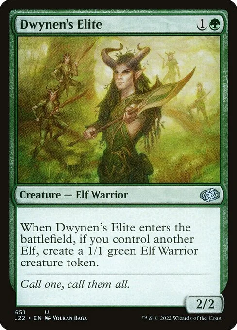 Dwynen's Elite, carta Magic di tipo Creature — Elf Warrior illustrata da Volkan Baǵa
