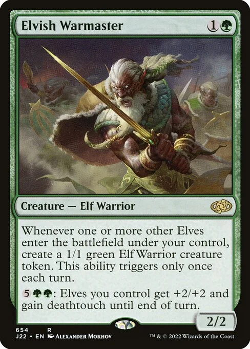 Elvish Warmaster, carta Magic di tipo Creature — Elf Warrior illustrata da Alexander Mokhov