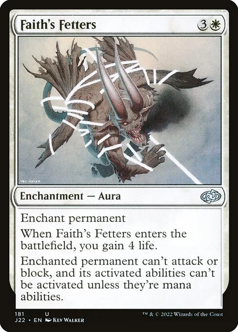 Faith's Fetters, carta Magic di tipo Enchantment — Aura illustrata da Kev Walker