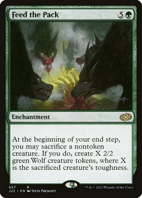 Feed the Pack, carta Magic di tipo Enchantment illustrata da Steve Prescott