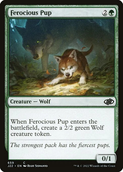 Ferocious Pup, carta Magic di tipo Creature — Wolf illustrata da Rudy Siswanto