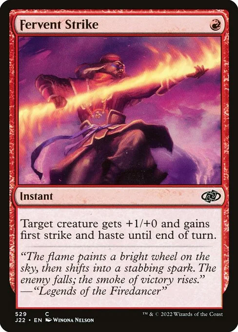 Fervent Strike, carta Magic di tipo Instant illustrata da Winona Nelson