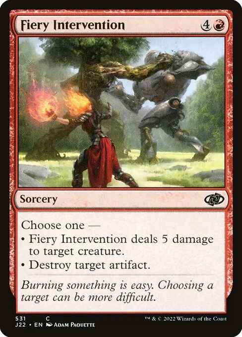 Fiery Intervention, carta Magic di tipo Sorcery illustrata da Adam Paquette