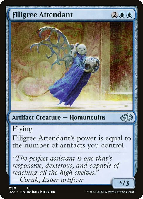 Filigree Attendant, carta Magic di tipo Artifact Creature — Homunculus illustrata da Igor Kieryluk