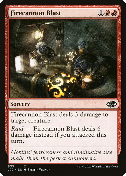Firecannon Blast, carta Magic di tipo Sorcery illustrata da Svetlin Velinov