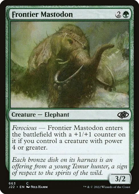 Frontier Mastodon, carta Magic di tipo Creature — Elephant illustrata da Nils Hamm