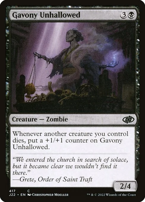 Gavony Unhallowed, carta Magic di tipo Creature — Zombie illustrata da Christopher Moeller