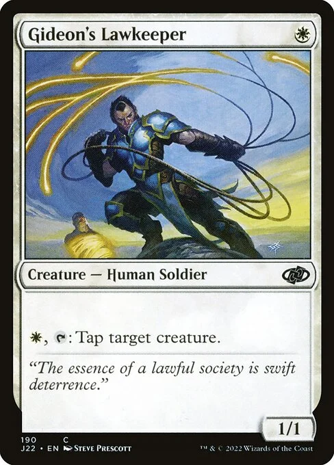 Gideon's Lawkeeper, carta Magic di tipo Creature — Human Soldier illustrata da Steve Prescott