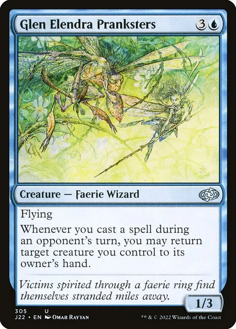 Glen Elendra Pranksters, carta Magic di tipo Creature — Faerie Wizard illustrata da Omar Rayyan