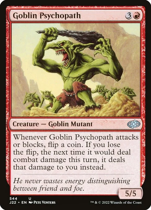 Goblin Psychopath, carta Magic di tipo Creature — Goblin Mutant illustrata da Pete Venters