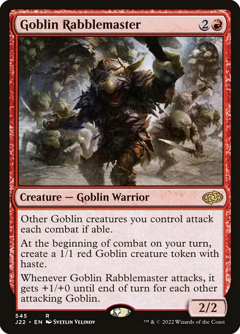 Goblin Rabblemaster, carta Magic di tipo Creature — Goblin Warrior illustrata da Svetlin Velinov
